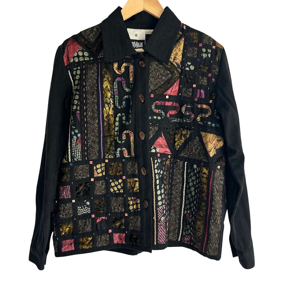 Yak Magik Medium Cotton Blend Boho Beaded Sequined Embroidered‎ Mix Media Jacket